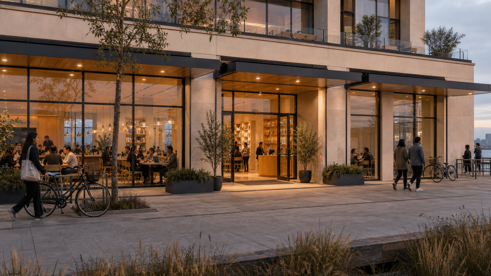 Exterior Arrival: conceptual illustration of Café No. 01
